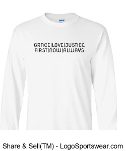 GRACE LOVE JUSTICE Gildan Adult Ultra Cotton Long Sleeve T-Shirt Design Zoom